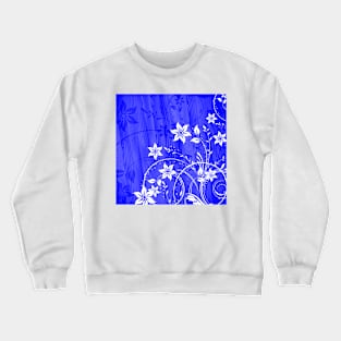 Elegant Floral Art - White Blue Crewneck Sweatshirt